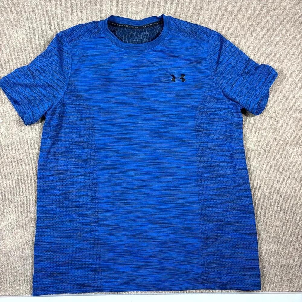 Under Armour Vanish Seamless Novelty T-Shirt Men Medium Blue Space Dye Crew Neck